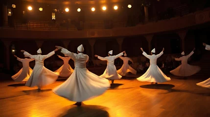 Gordijnen Dancing dervishes in Konya © Yzid ART