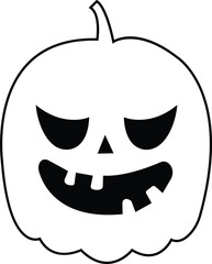 Black line Cute Halloween Pumpkin icon. Smiling cartoon lantern face editable stock. Halloween holiday character in shape of pumpkin. Halloween pumpkin day symbol isolated on transparent background.