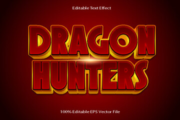 Dragon Hunters Editable Text Effect Emboss Cartoon Gradient Style