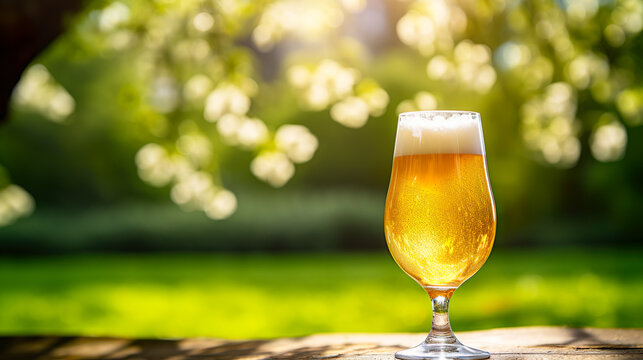 公園と休日のビールの風景