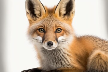 AI generated illustration of A beautiful red fox on a white background