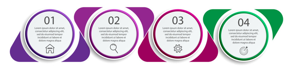 simple infographic design, 4 step infographics that are interconnected with icons, symbols, text combined with harmonious colors, good for your business presentation