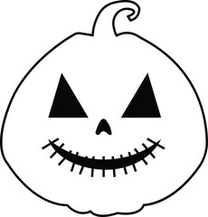 Black line Cute Halloween Pumpkin icon. Smiling cartoon lantern face editable stock. Halloween holiday character in shape of pumpkin. Halloween pumpkin day symbol isolated on transparent background.