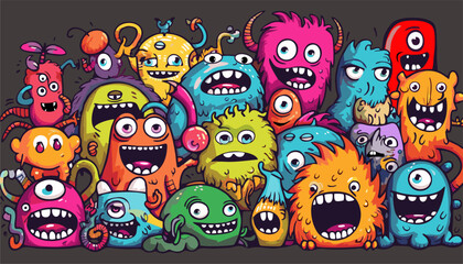 Happy Colorful Monster. Vector Art Illustration