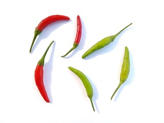 Cooking spice chili seeds on white background