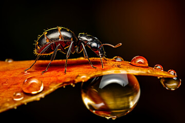 Close up photo of beautiful ant, macro photography.