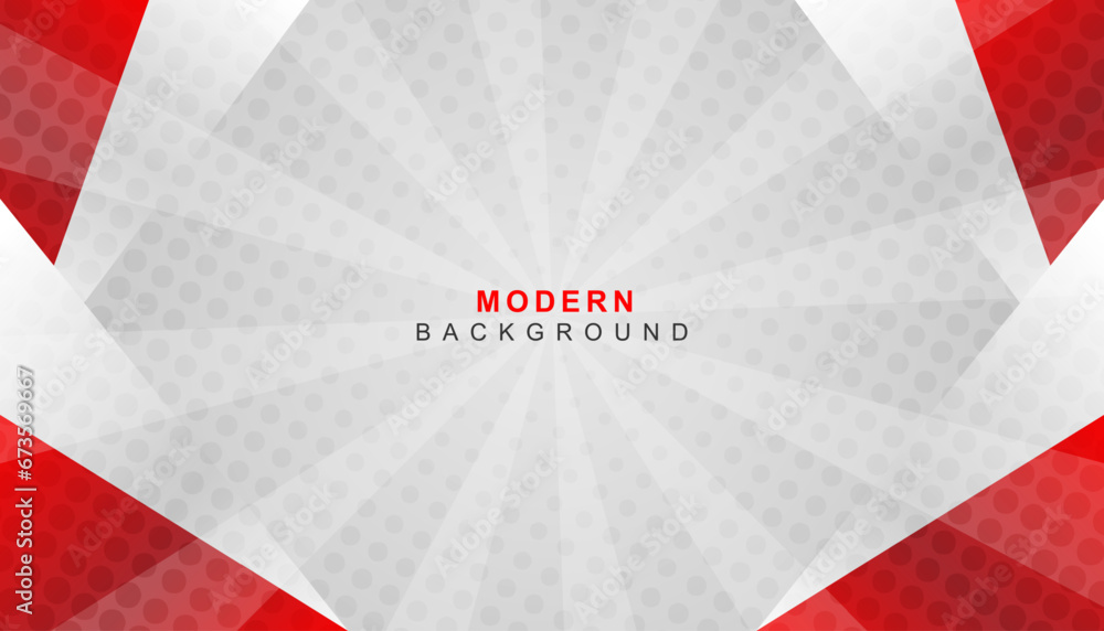 Poster abstract white and red background with halftone dots