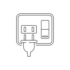 Electric outlet and switch icon design, Isolated on white background. vector illustration. 