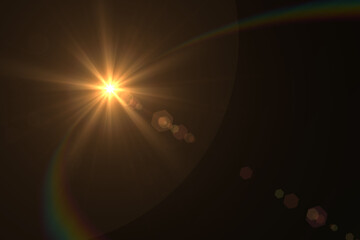 sunlight lens flare effects on black background