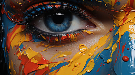  Pop Art Close up of a eye on a Pained Women