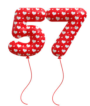 57 Number Red Balloon 3d