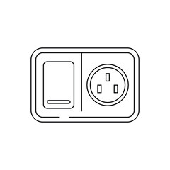 Electric outlet and switch icon design, Isolated on white background. vector illustration. 