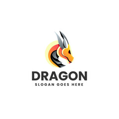 Vector Logo Illustration Dragon Gradient Colorful Style