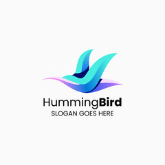 Vector Logo Illustration Humming Bird Gradient Colorful Style