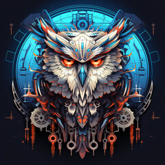 A mechanical owl logo