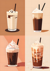 Set of coffee cup flat art design