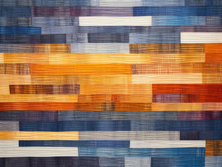 An embroidery of colorful wood planks