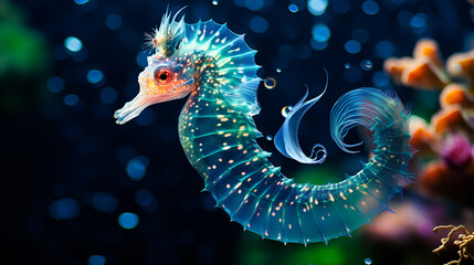 Fototapeta na wymiar beauty green seahorse