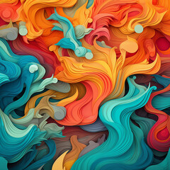 Textured background image in colorful scene in random wave and ripple design. 