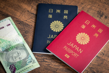 パスポートと紙幣　passport and banknotes	
