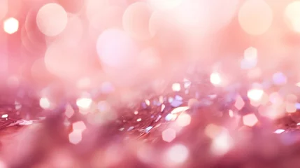 Foto op Aluminium Glittery background with pink glitter and blurred abstract lights © tashechka