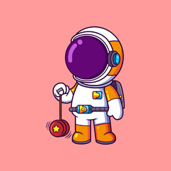 Cute Astronaut playing yo yo Cartoon character