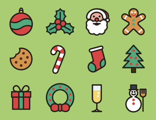 set of christmas icons