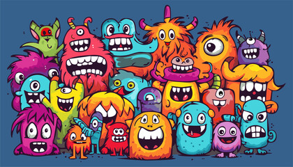 Happy Colorful Monster. Vector Art Illustration