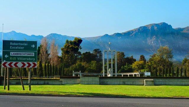 Symbolic Huguenot Monument in picturesque Franschhoek, South Africa