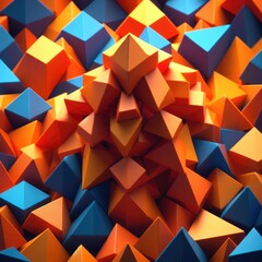 pile of orange and blue triangular prisms