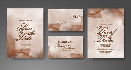 Wedding invitation with abstract watercolor background