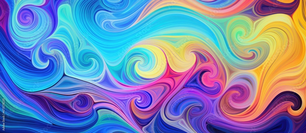 Poster vibrant and colorful patterns in the backdrop reminiscent of psychedelic aesthetics a screensaver di