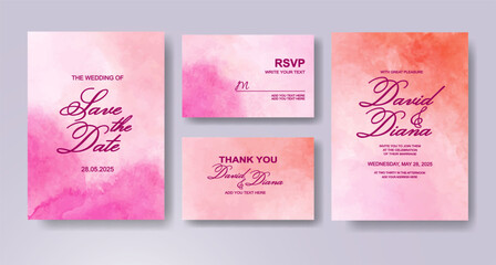 Wedding invitation with abstract watercolor background