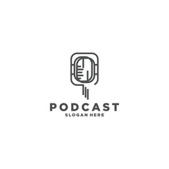 Fototapeta premium Podcast icon logo design. Microphone flat icon Vector 