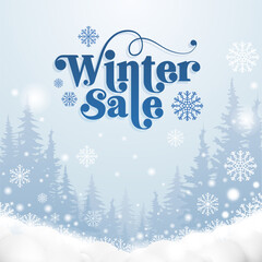 Special Winter Sale, Flat winter landscape. Snowy backgrounds. - 673578633