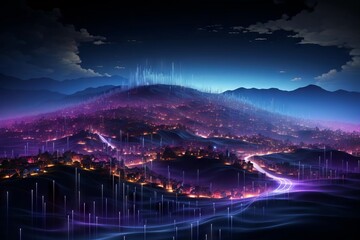 Fantasy city in night. Generated AI