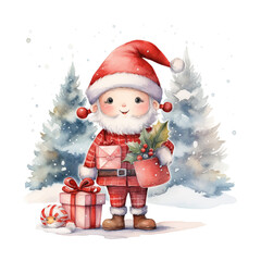 Adorable Watercolor Christmas theme Illustration