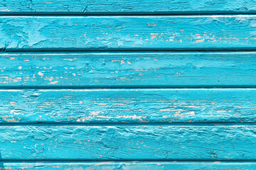 Weathered wooden wall, cracking paint with teal blue and turquoise colors, rustic, backgrounds,...
