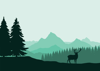 River and nature. Illustration of vectors in flat style.