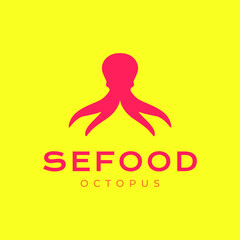 octopus seafood modern shape clean modern minimalist colorful simple logo design vector icon illustration