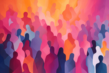 An abstract illustration of a crowd of people - obrazy, fototapety, plakaty