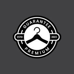 hanger cloth fashion badge circle rounded sticker logo design vector icon illustration