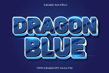 Dragon Blue Editable Text Effect Emboss Cartoon Gradient Style