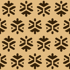 Simple Christmas seamless pattern with geometric motifs. Snowflakes and circles with different ornaments.