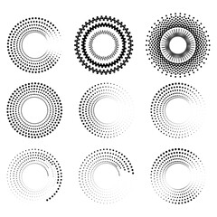 Halftone dots circles set, halftone dots pattern. Vector halftone geometric dots.. - obrazy, fototapety, plakaty