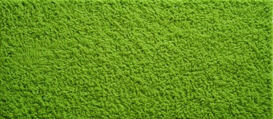A warm greeting from a green foot scraper with a textured microfiber fabric background Up close you can see the pattern of a green fabric towel texture on the surface - obrazy, fototapety, plakaty