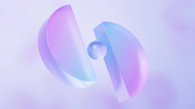Abstract curve glass geometry background, 3d rendering.