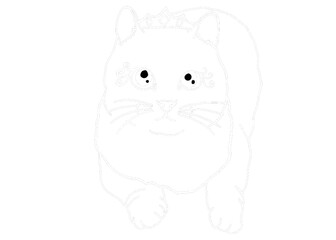 Animal - Adorable Cat, Kitty, Kitten Illustration - White Line Art
