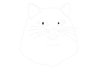 Animal - Adorable Cat, Kitty, Kitten Illustration - White Line Art
