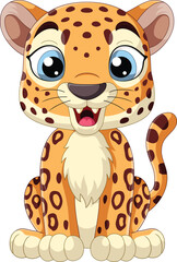 Cute little leopard cartoon sitting